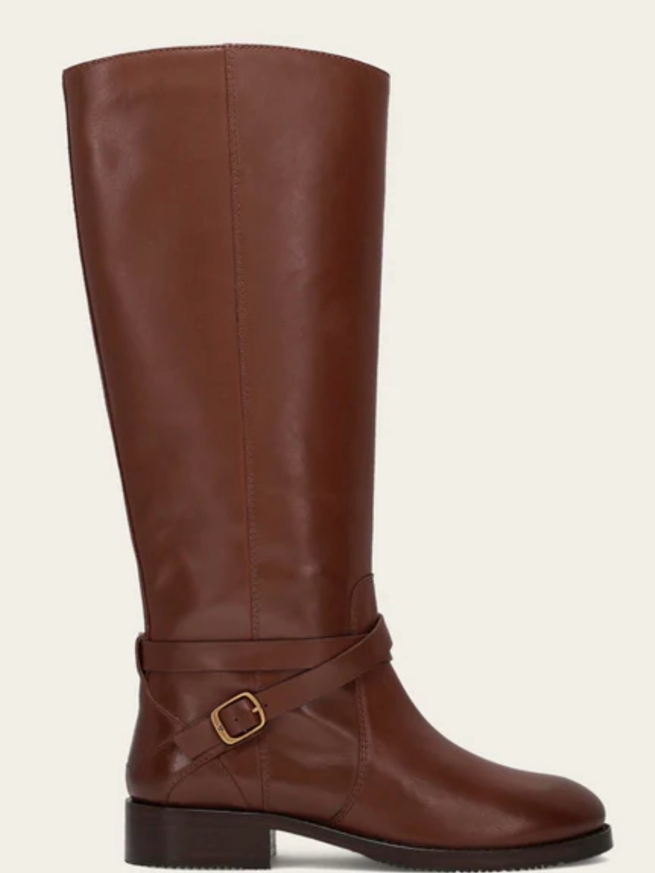 Frye Women's Brown Leather Boots With Strap Detail Perfect Condition
